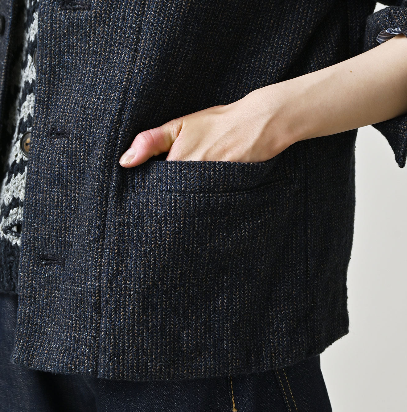 45R Indigo Cotton Tweed Petit Coverall - Image 8