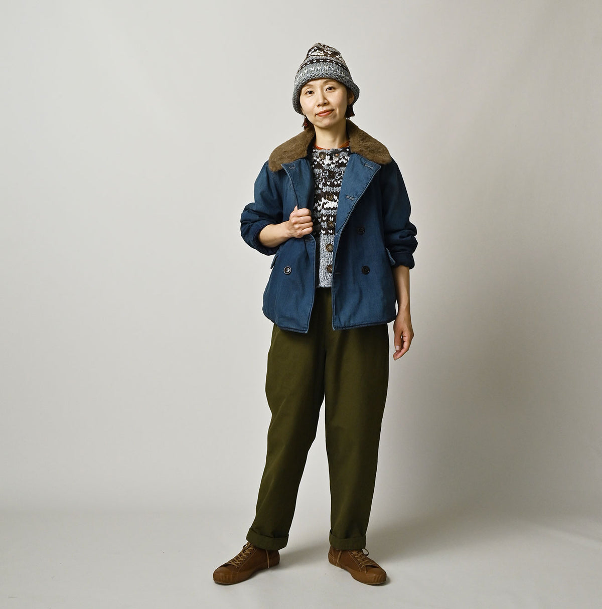 45R Light Mont Brown Denim Annie W-Blouson Distressed