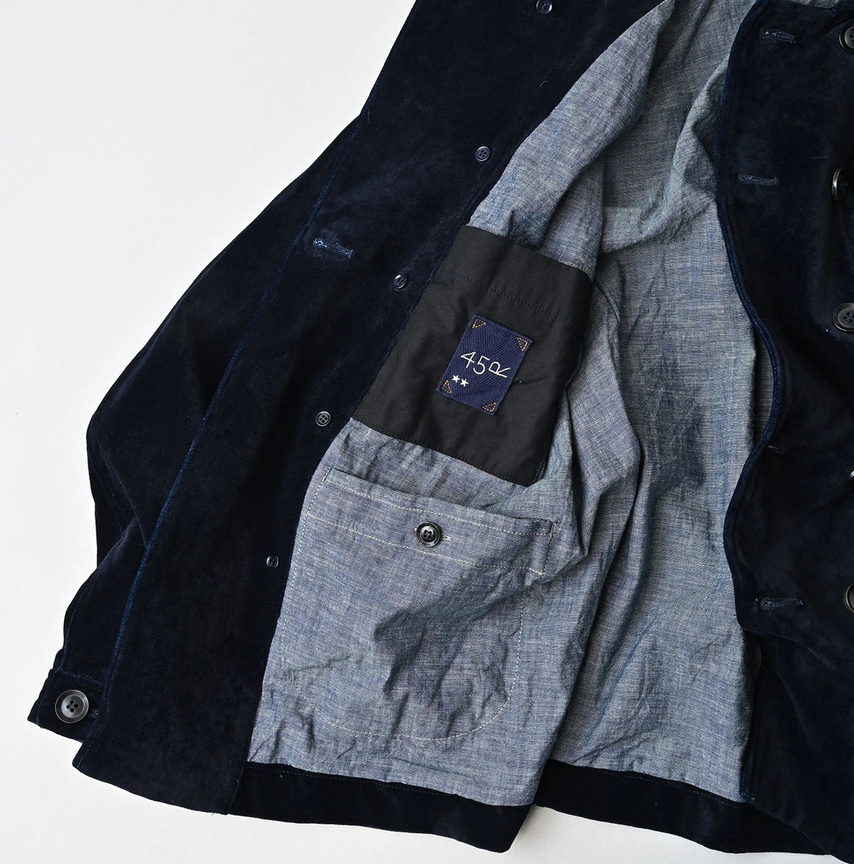 45R Indigo Velvet W Petit Coverall