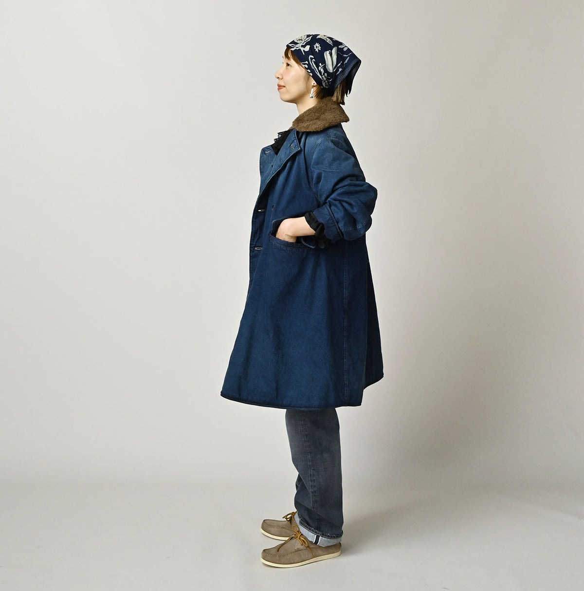 45R Mont Brown Denim Annie W-Coat Distressed