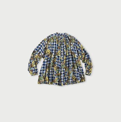 Khadi Flower Gingham Kushukushu Blouse