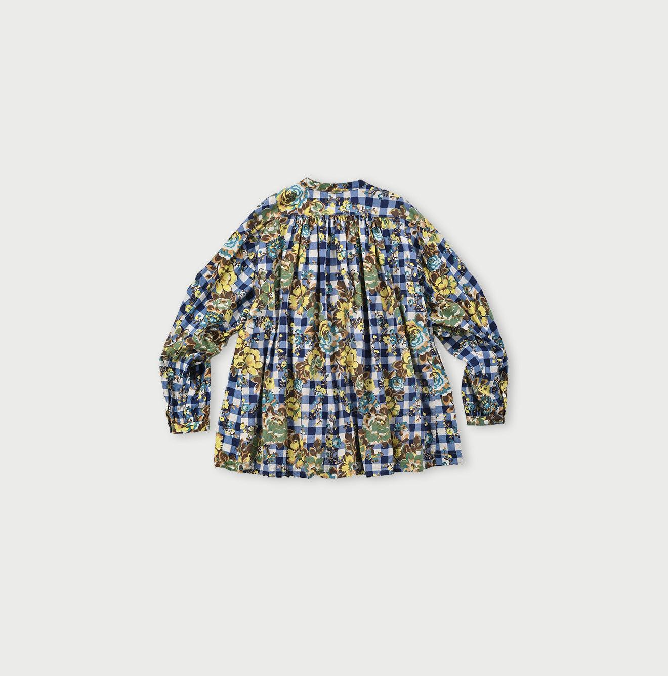 Khadi Flower Gingham Kushukushu Blouse
