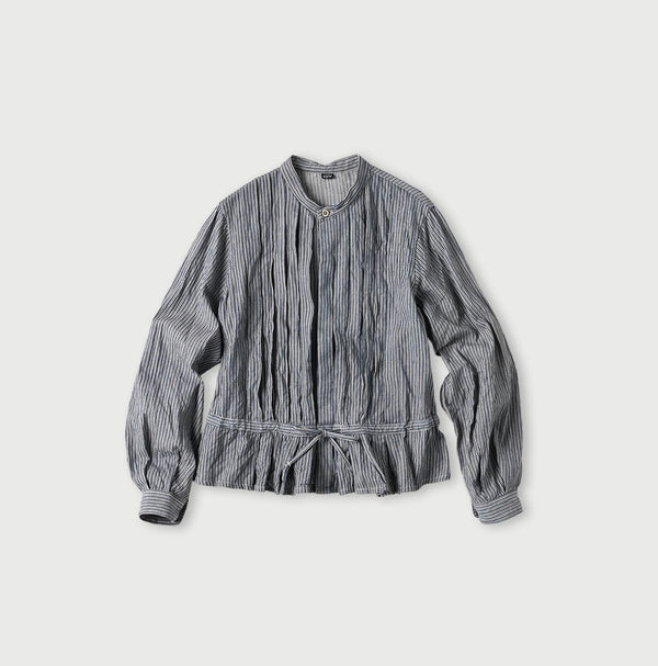 45R Indigo Khadi Shirt-denim Tucked Blouse