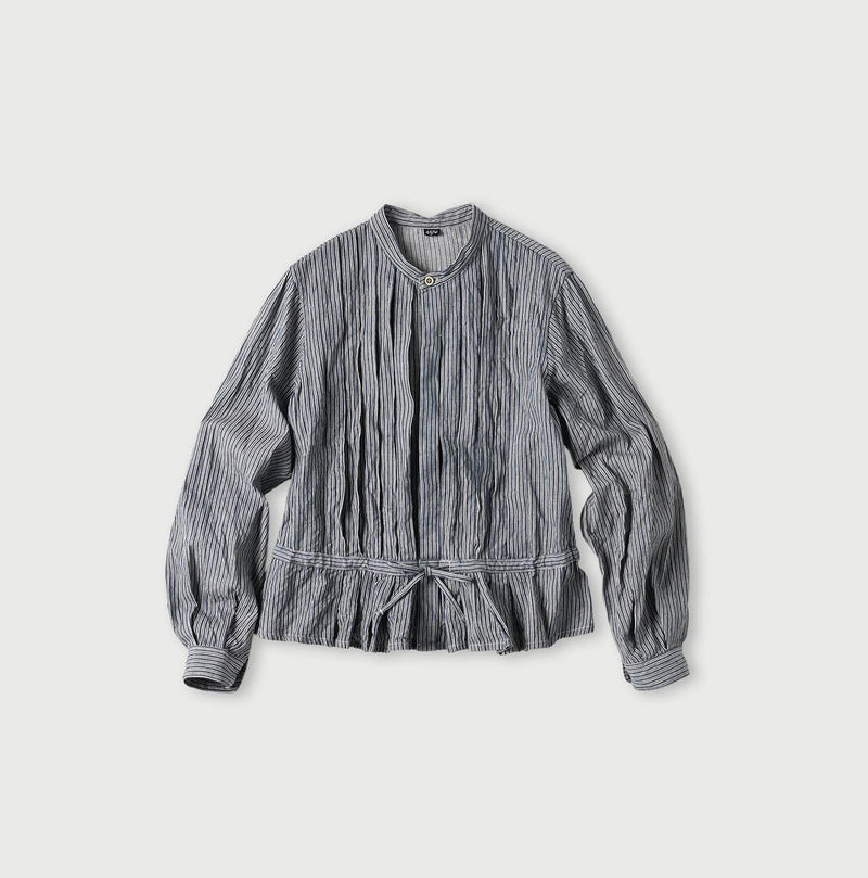 45R Indigo Khadi Shirt-denim Tucked Blouse - Image 1