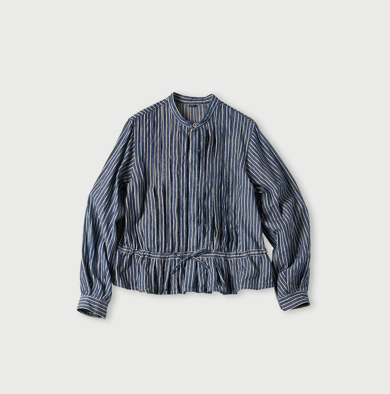 45R Indigo Khadi Shirt-denim Tucked Blouse - Image 2