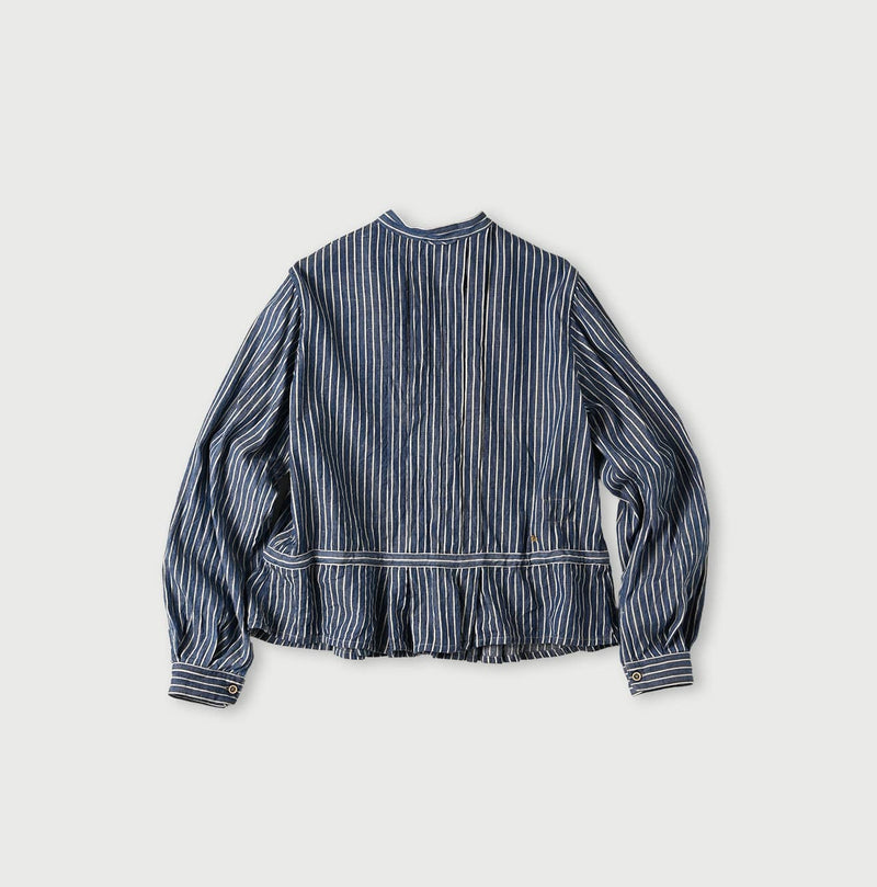 45R Indigo Khadi Shirt-denim Tucked Blouse