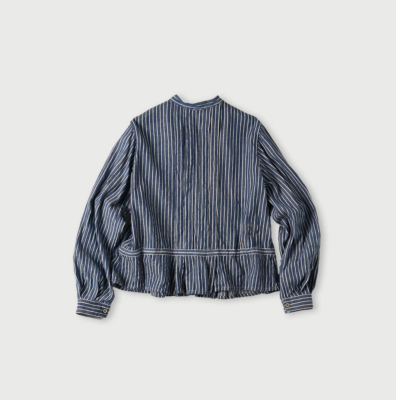 45R Indigo Khadi Shirt-denim Tucked Blouse