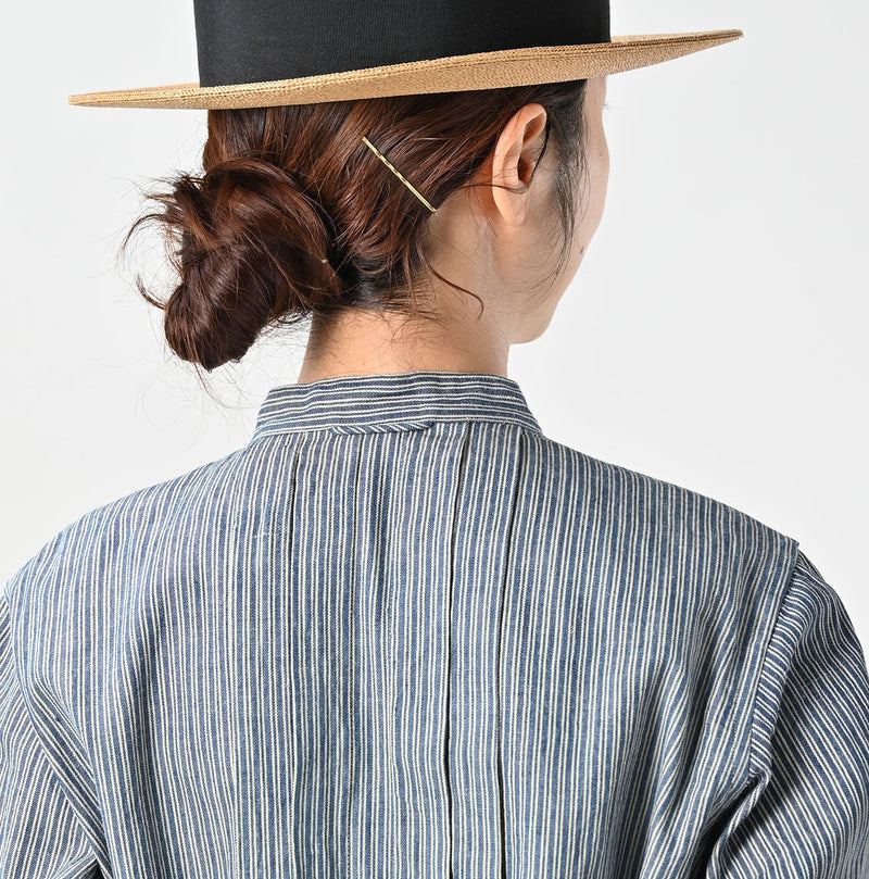 45R Indigo Khadi Shirt-denim Tucked Blouse