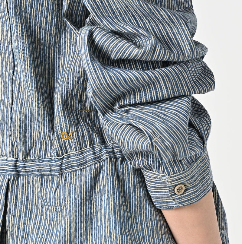 45R Indigo Khadi Shirt-denim Tucked Blouse