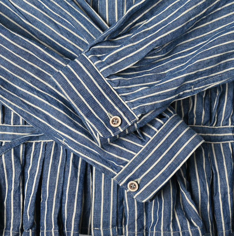 45R Indigo Khadi Shirt-denim Tucked Blouse - Image 15