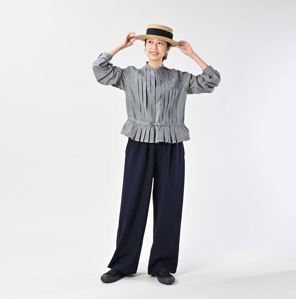 45R Indigo Khadi Shirt-denim Tucked Blouse