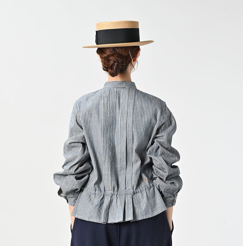 45R Indigo Khadi Shirt-denim Tucked Blouse