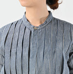45R Indigo Khadi Shirt-denim Tucked Blouse