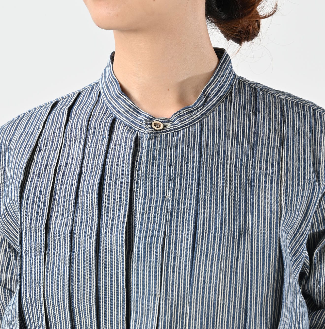 45R Indigo Khadi Shirt-denim Tucked Blouse - Image 7