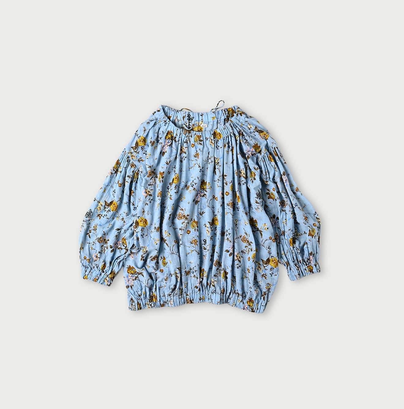 45R Gauze Antique Flower Shirring Blouse - Image 3