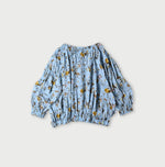 45R Gauze Antique Flower Shirring Blouse