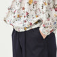 45R Gauze Antique Flower Shirring Blouse