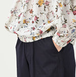 45R Gauze Antique Flower Shirring Blouse