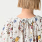 45R Gauze Antique Flower Shirring Blouse