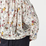 45R Gauze Antique Flower Shirring Blouse