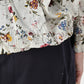 45R Gauze Antique Flower Shirring Blouse
