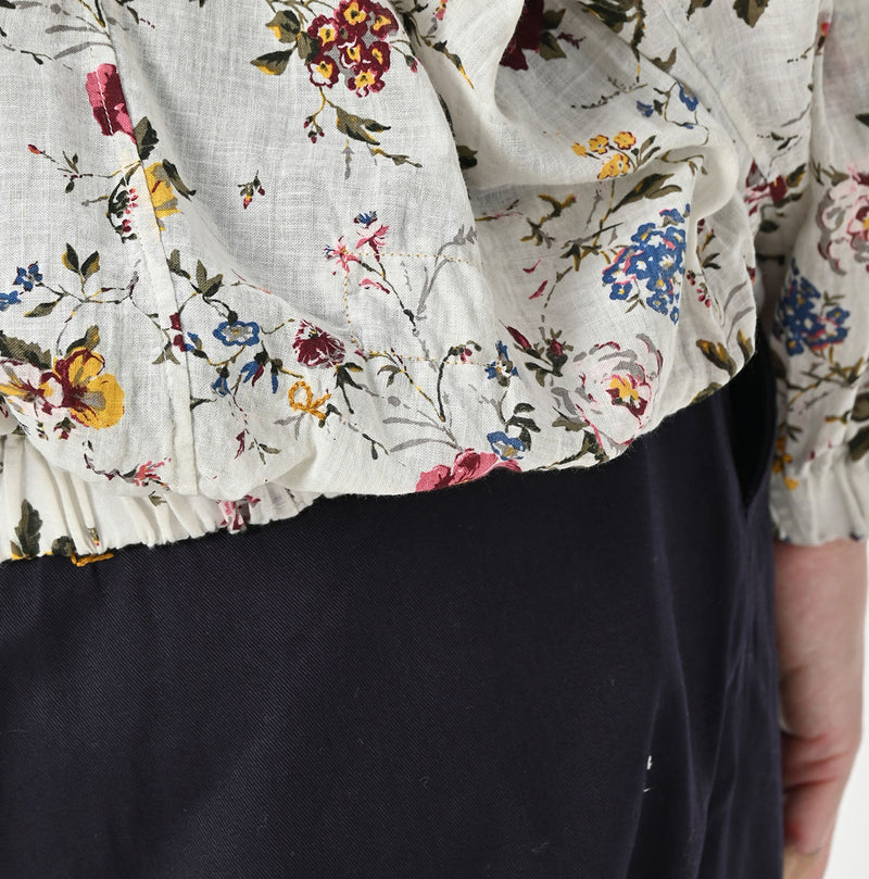 45R Gauze Antique Flower Shirring Blouse