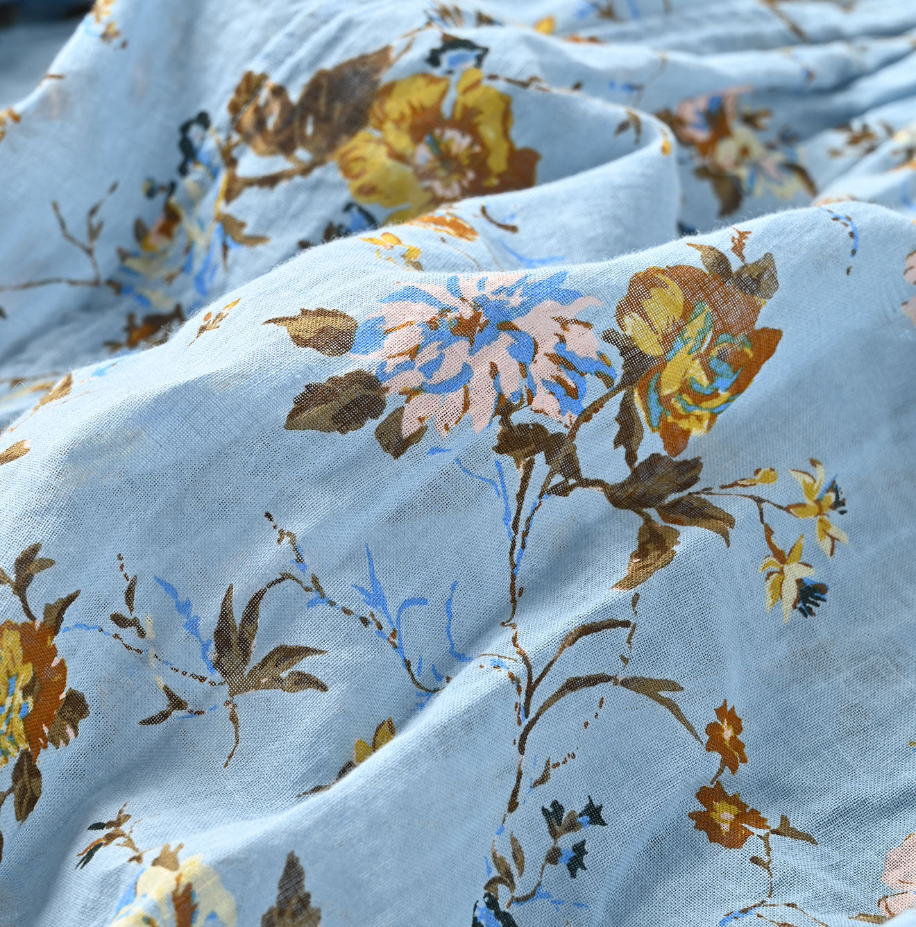 45R Gauze Antique Flower Shirring Blouse