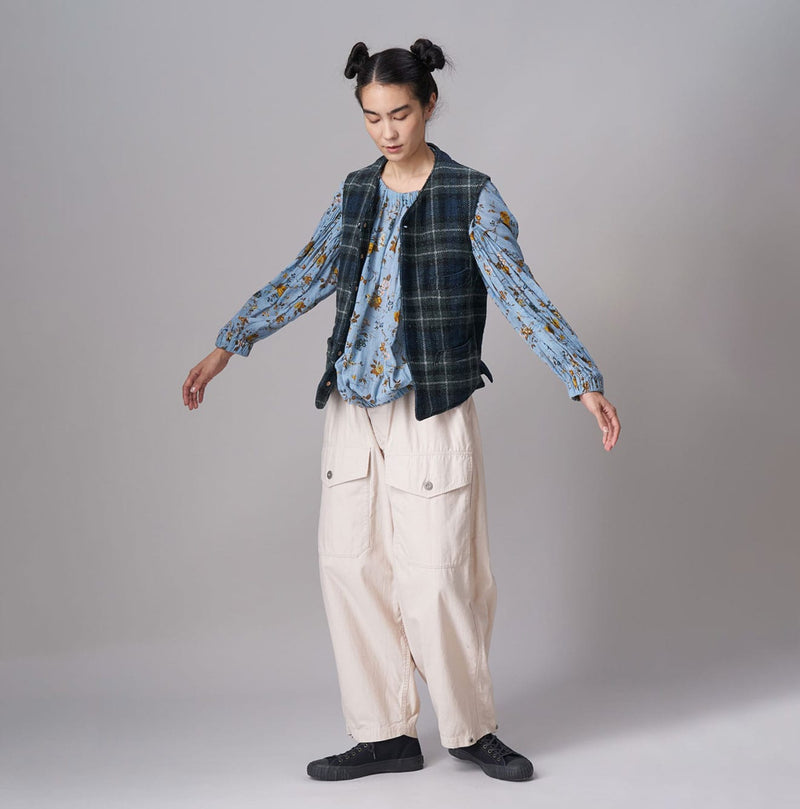 45R Gauze Antique Flower Shirring Blouse - Image 14