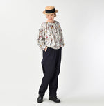 45R Gauze Antique Flower Shirring Blouse