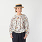 45R Gauze Antique Flower Shirring Blouse