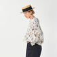 45R Gauze Antique Flower Shirring Blouse