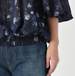 45R Gauze Antique Flower Shirring Blouse