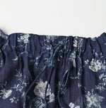 45R Gauze Antique Flower Shirring Blouse