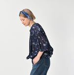 45R Gauze Antique Flower Shirring Blouse