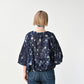45R Gauze Antique Flower Shirring Blouse