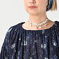 45R Gauze Antique Flower Shirring Blouse