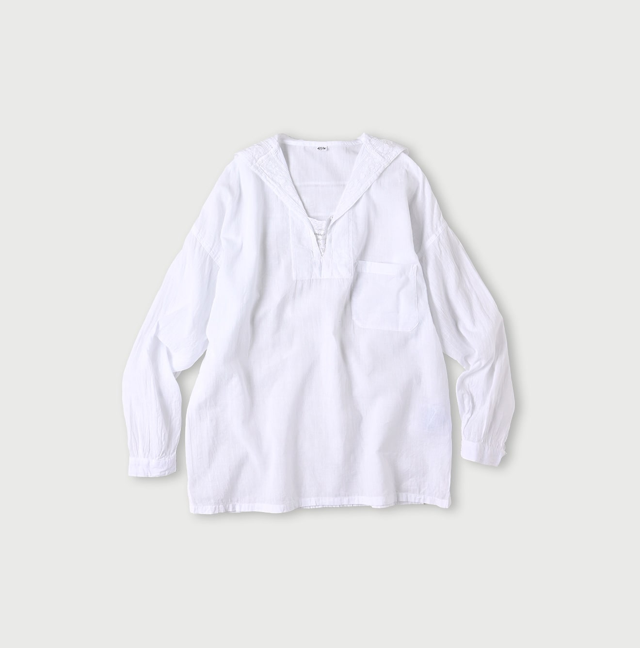 45R Khadi Lace Sailor Collar Blouse (White)