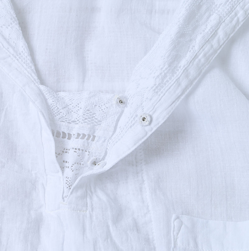 45R Khadi Lace Sailor Collar Blouse (White)