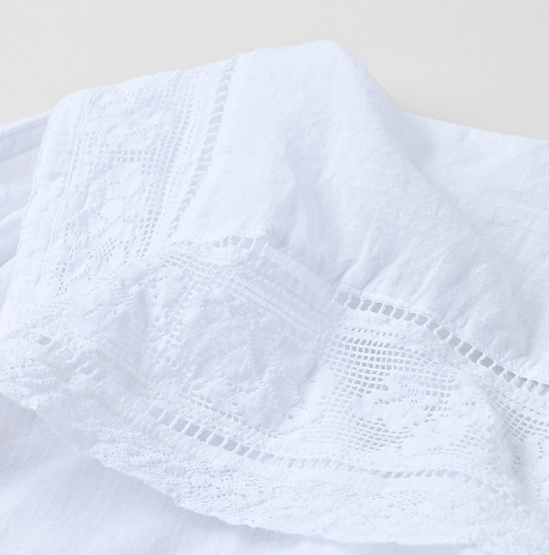 45R Khadi Lace Sailor Collar Blouse (White)