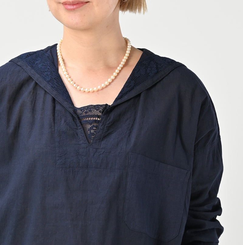 45R Khadi Lace Sailor Collar Blouse