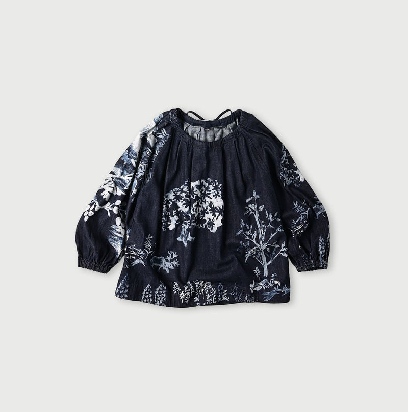 45R Indigo Wonderland Tucked Blouse