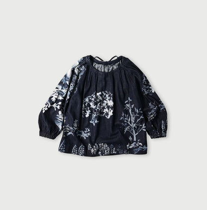 45R Indigo Wonderland Tucked Blouse