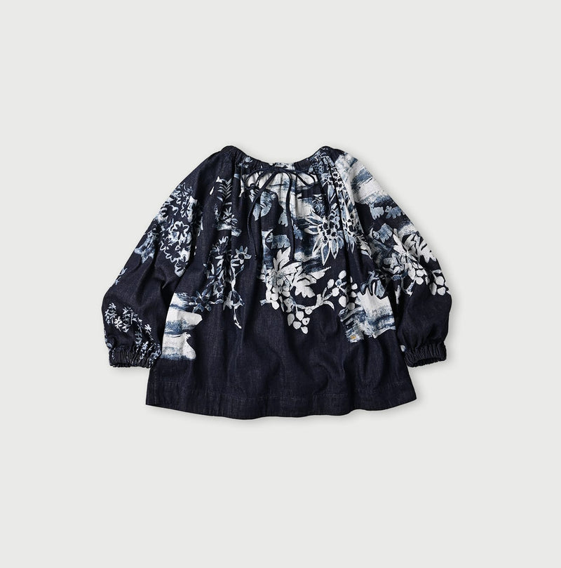 45R Indigo Wonderland Tucked Blouse