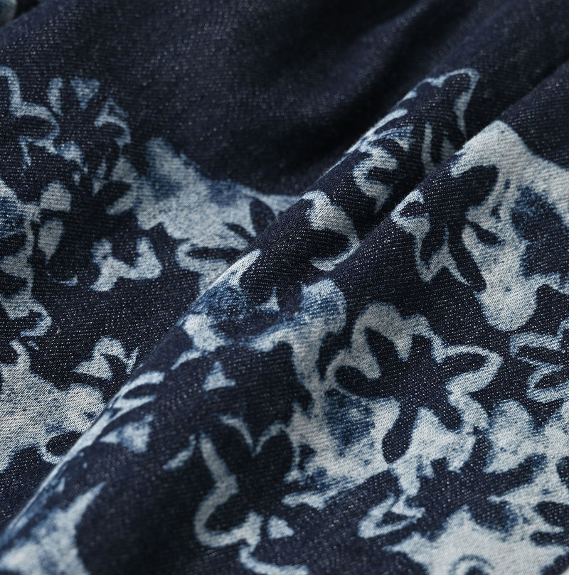 45R Indigo Wonderland Tucked Blouse