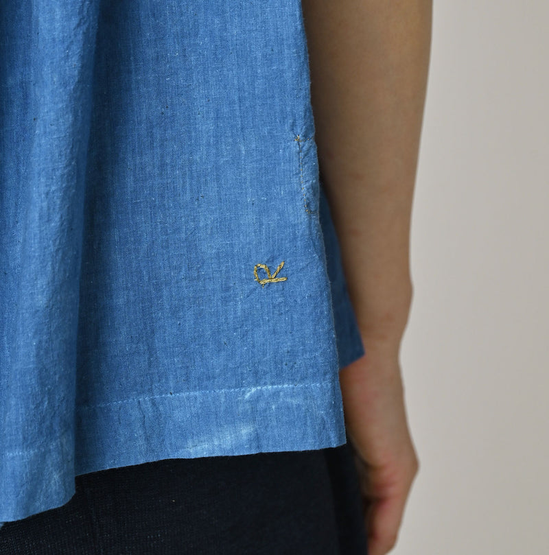 Ai Indigo Khadi Feather de Fleur Frill Sleeveless Top - Image 9