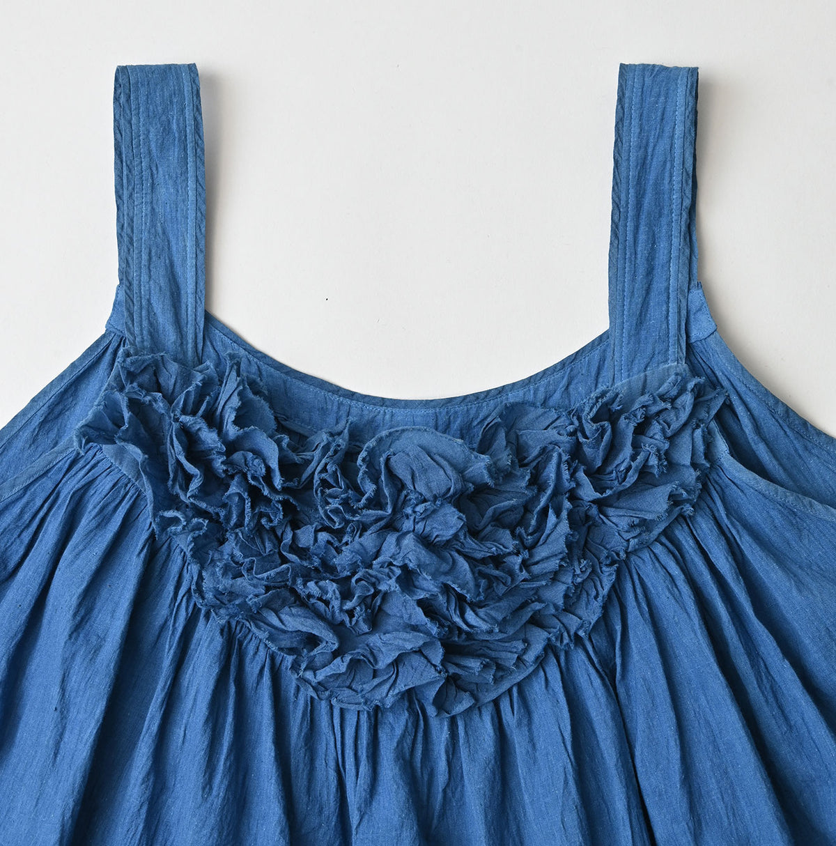 Ai Indigo Khadi Feather de Fleur Frill Sleeveless Top