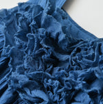 Ai Indigo Khadi Feather de Fleur Frill Sleeveless Top