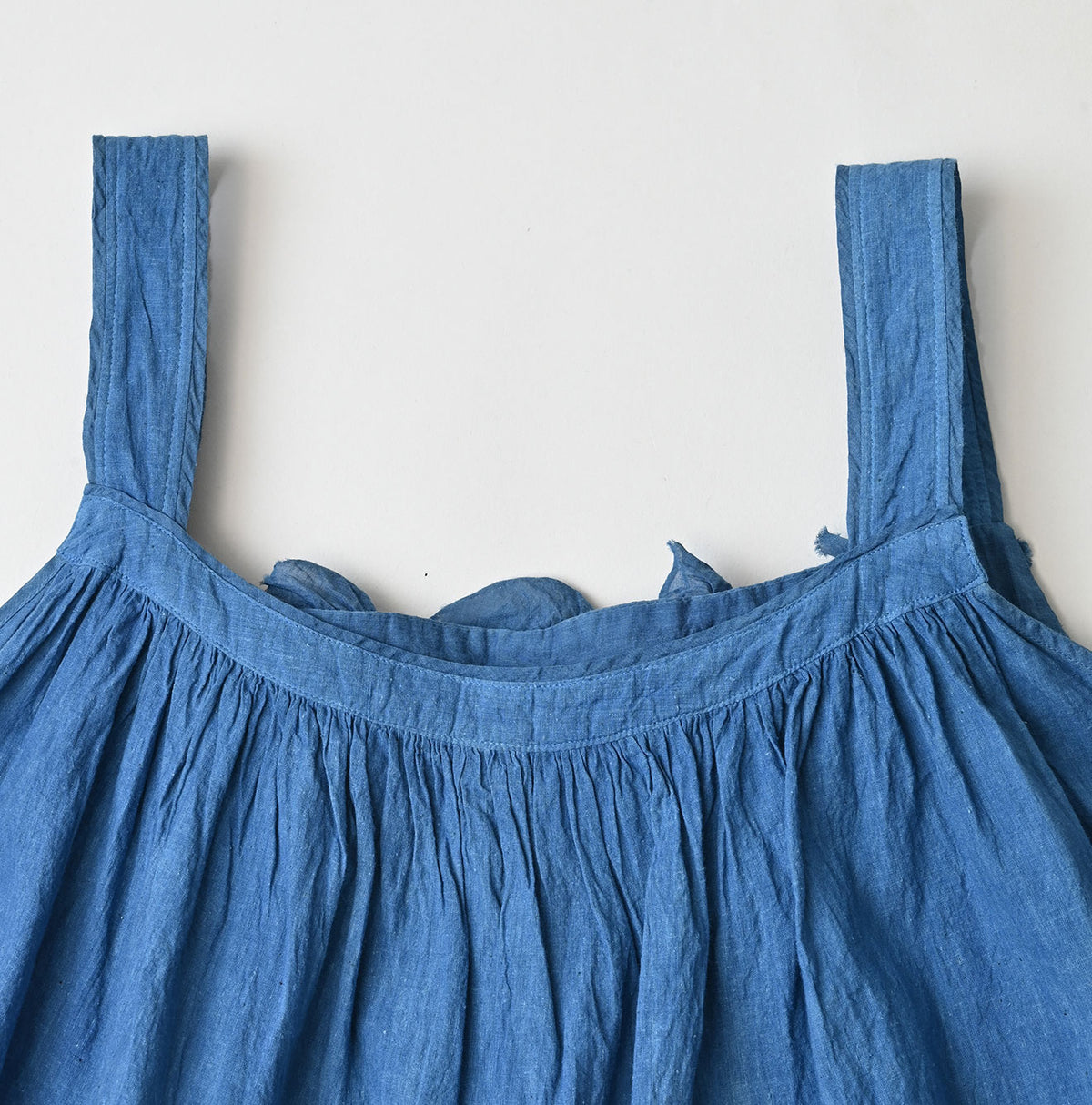 Ai Indigo Khadi Feather de Fleur Frill Sleeveless Top