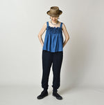 Ai Indigo Khadi Feather de Fleur Frill Sleeveless Top