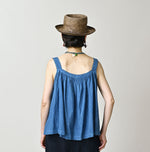 Ai Indigo Khadi Feather de Fleur Frill Sleeveless Top